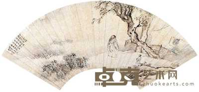 王素 秋思图 扇面册页 18×52cm